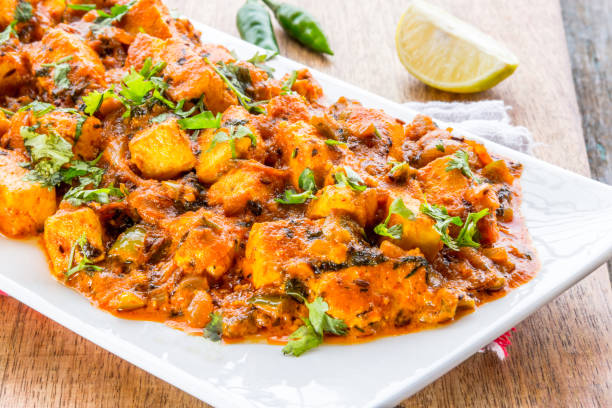Tawa Paneer - Popular Indian Cottage Cheese Curry in a Platter